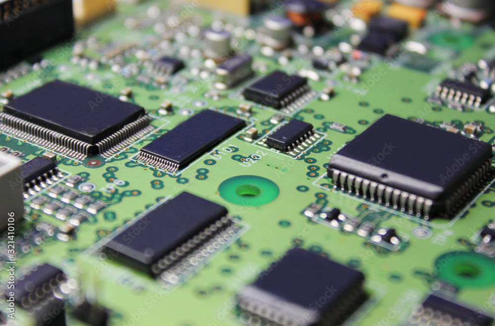 Closeup of electronic circuit board or PCB printed circuit board Closeup of electronic circuit board or PCB printed circuit board