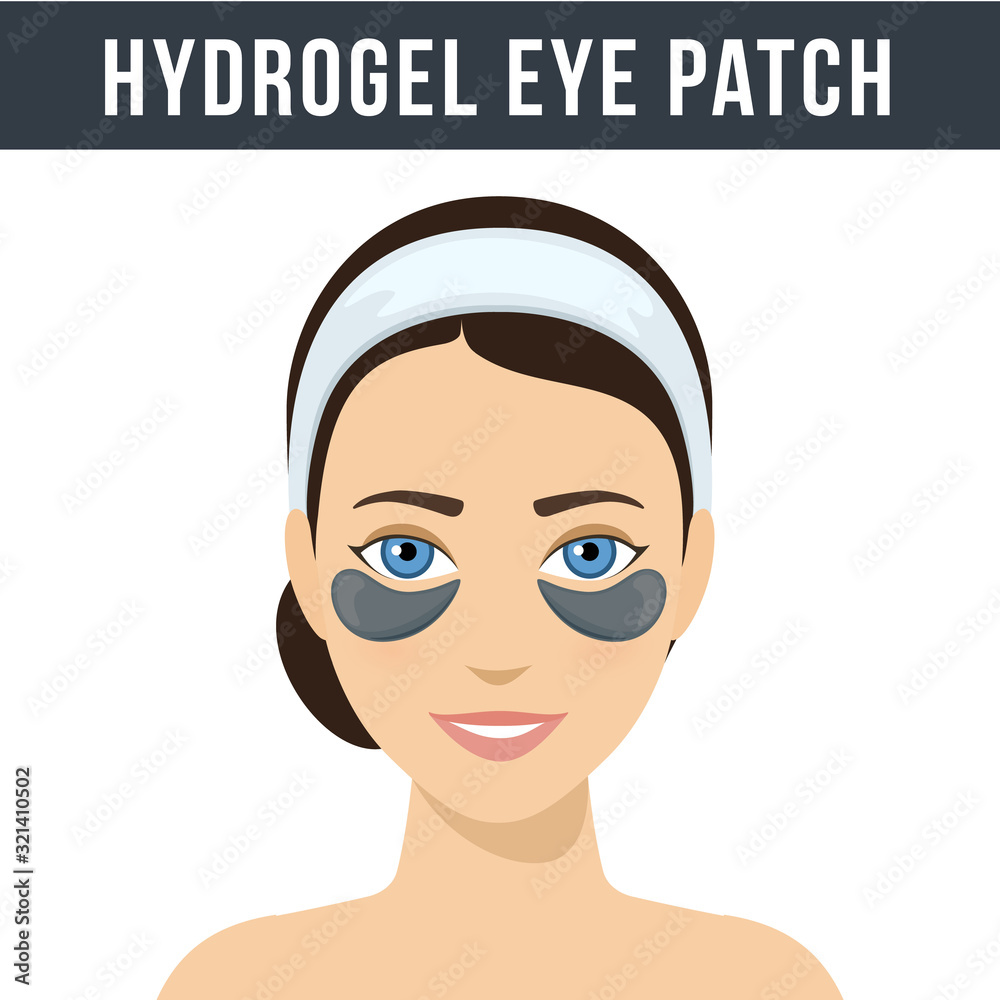 Black hydrogel eye patches. Cosmetic collagen eye patches. Eye patches for beauty and skin care. Vector Black hydrogel eye patches. Cosmetic collagen eye patches. Eye patches for beauty and skin care. Vector