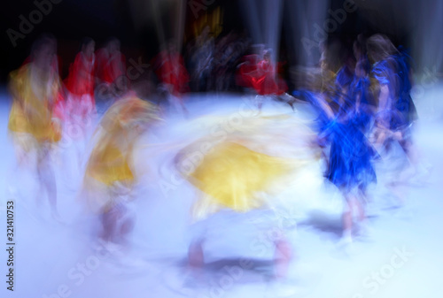 Children's concert, filmed with a long exposure.