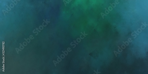 abstract painted artistic old horizontal background with dark slate gray, teal blue and blue chill color