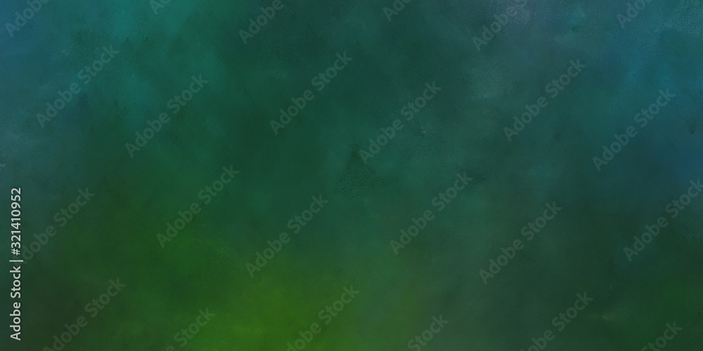 abstract painted artistic old horizontal banner with dark slate gray, teal blue and very dark green color