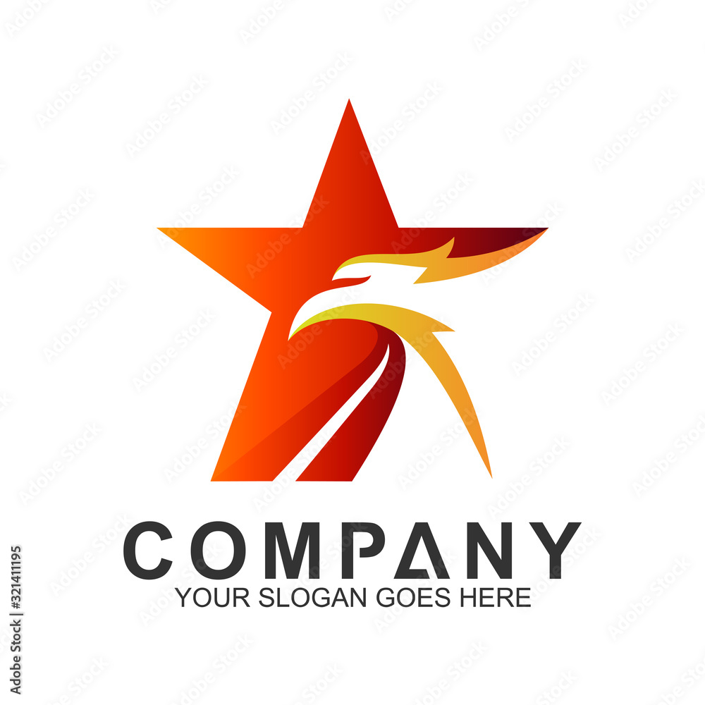 Obraz premium abstract eagle logo, eagle + star logo design concept