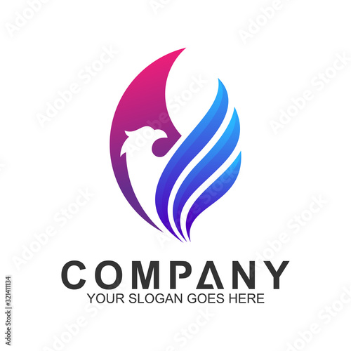 simple eagle logo in flat style