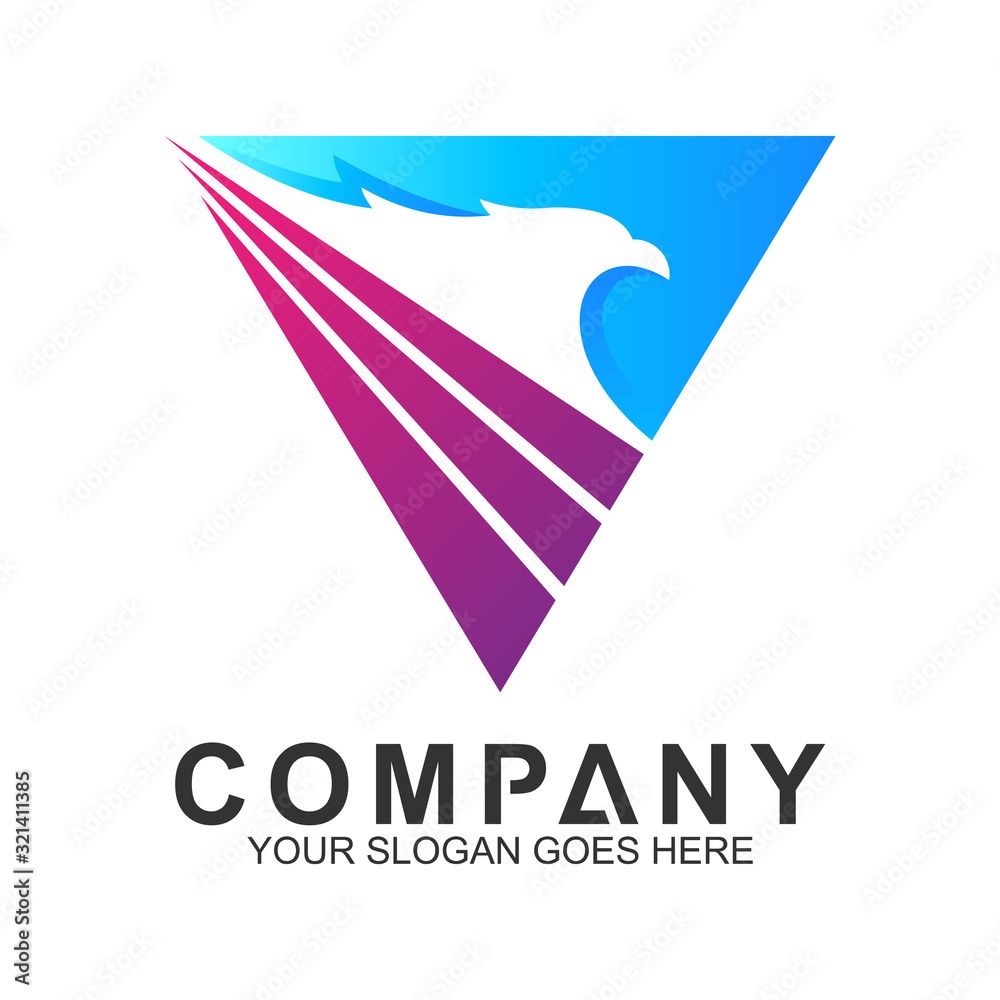 Obraz premium abstract eagle logo with swoosh line in triangle shape