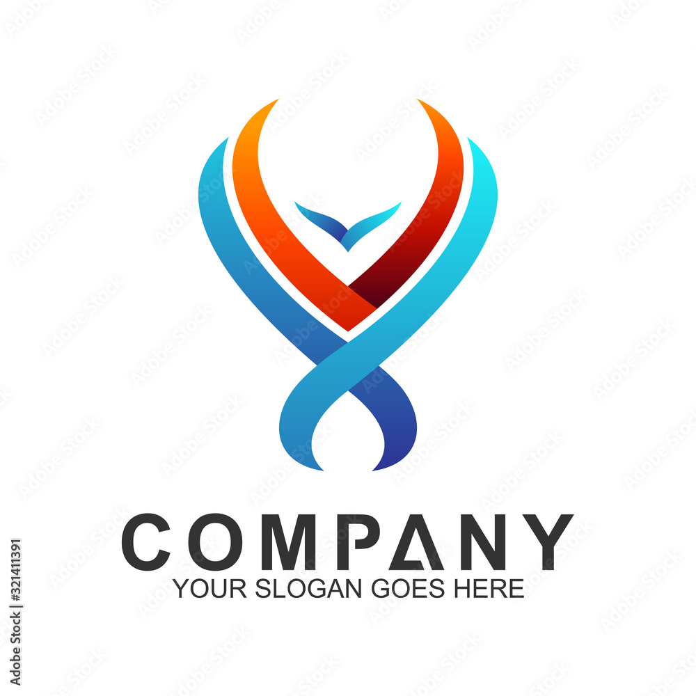 Abstract logo with simple line, Eagle icon Abstract logo with simple line, Eagle icon