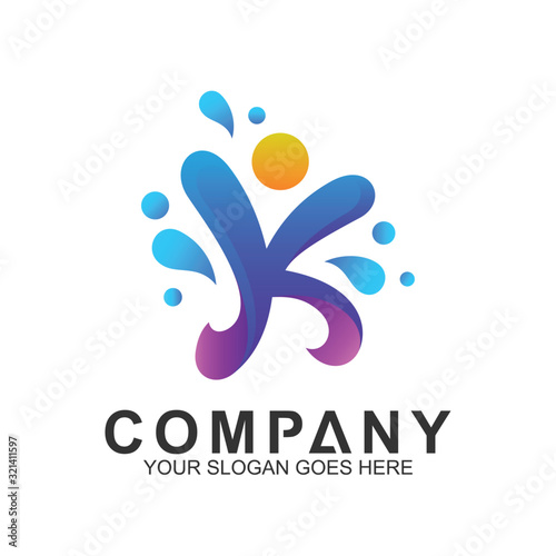 kids logo design combination with initials letter k