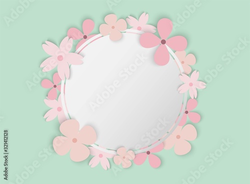 Colorful flowers with circle frame