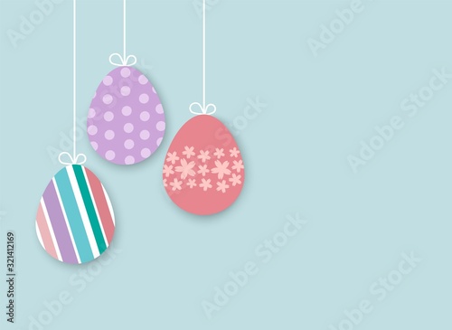 Easter eggs on blue background