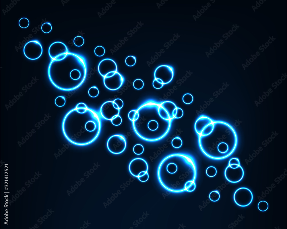 Abstract background bubble soap vector electric light. Spark flash effect. Bright curved line. Neon glowing curves.