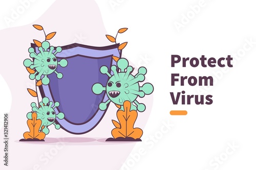 Vector illustration protect from virus. protect from corona virus concept. fight the virus. defend from virus. avoiding corona viruses.