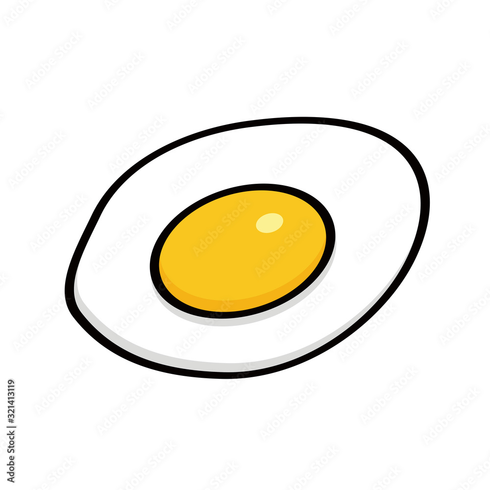 Fried egg isolated on white background. Fried egg flat icon. Fried egg closeup Fried egg isolated on white background. Fried egg flat icon. Fried egg closeup