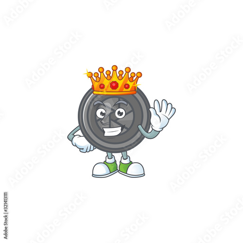 A dazzling of camera lens stylized of King on cartoon mascot design