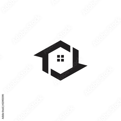 home hexagon logo design inspiration © heri
