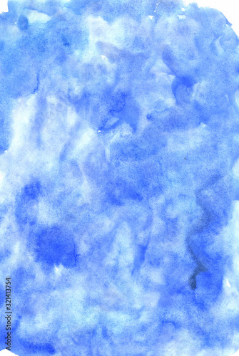 Blue abstract watercolor background. Colorful hand drawn wallpaper for your design.