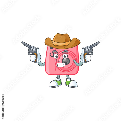 The brave of instan camera Cowboy cartoon character holding guns