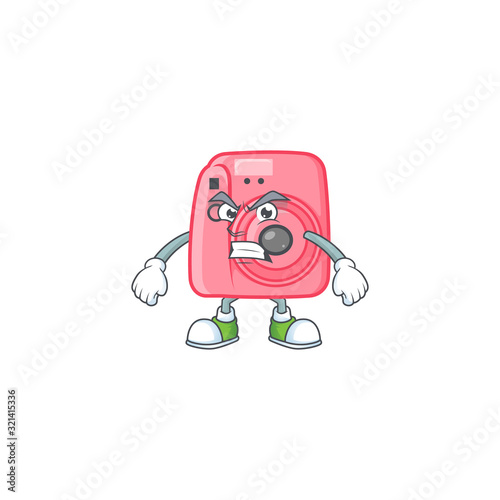 cartoon character of instan camera with angry face