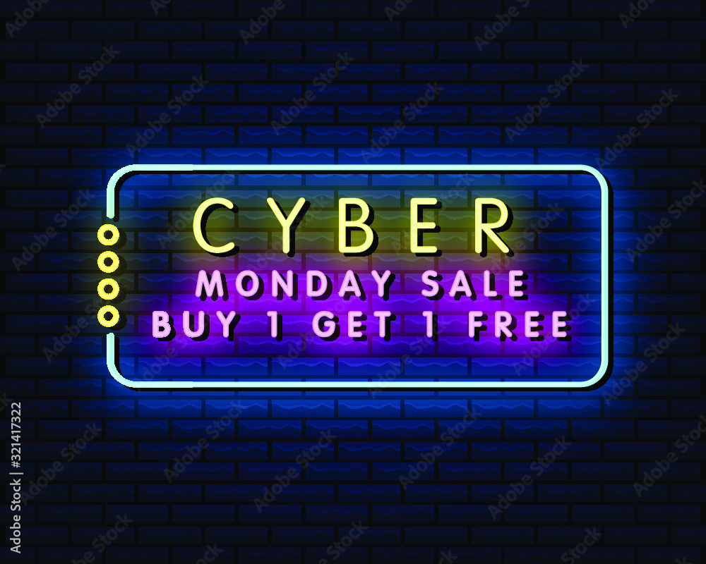 cyber monday sale,neon text style