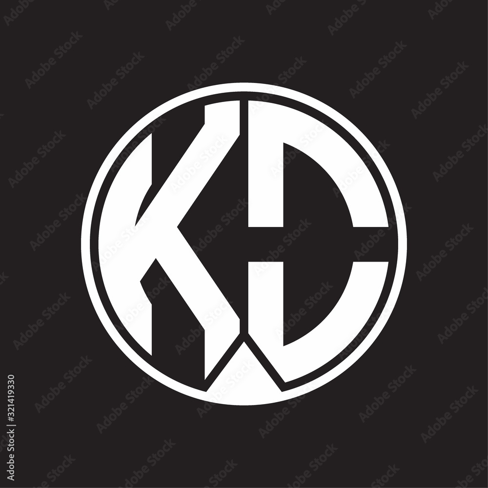 KO Logo monogram circle with piece ribbon style on black background