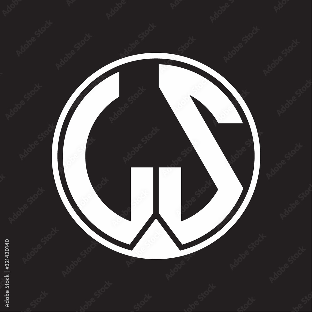 LS Logo monogram circle with piece ribbon style on black background LS Logo monogram circle with piece ribbon style on black background