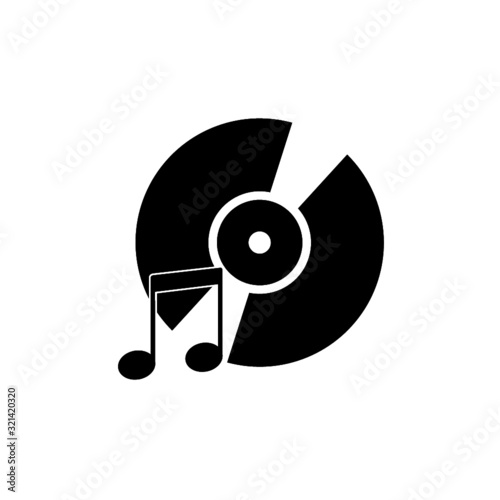 Black Vinyl record icon on white background