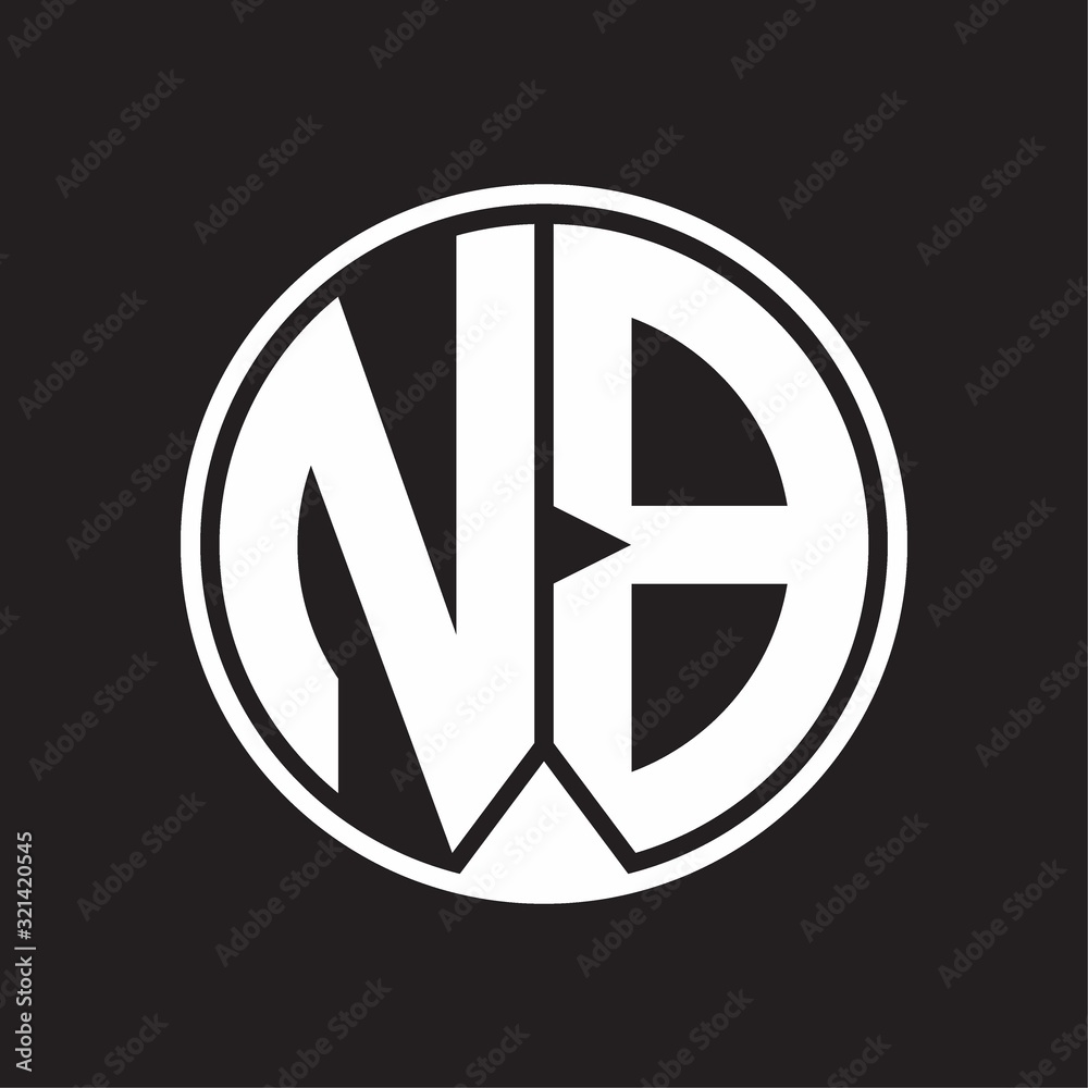 NB Logo monogram circle with piece ribbon style on black background NB Logo monogram circle with piece ribbon style on black background