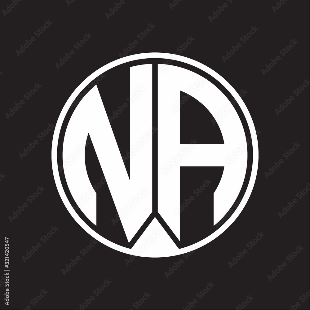 NA Logo monogram circle with piece ribbon style on black background NA Logo monogram circle with piece ribbon style on black background