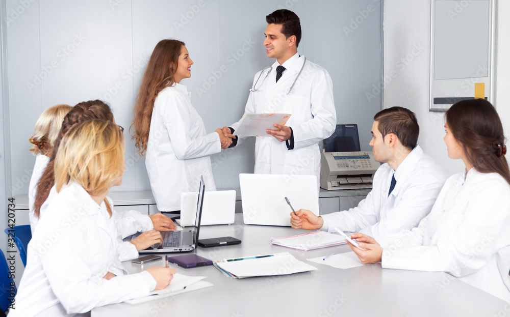 Congratulation of a female young doctor Congratulation of a female young doctor