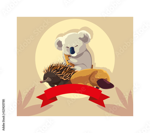 cute card with native animals of australia photo