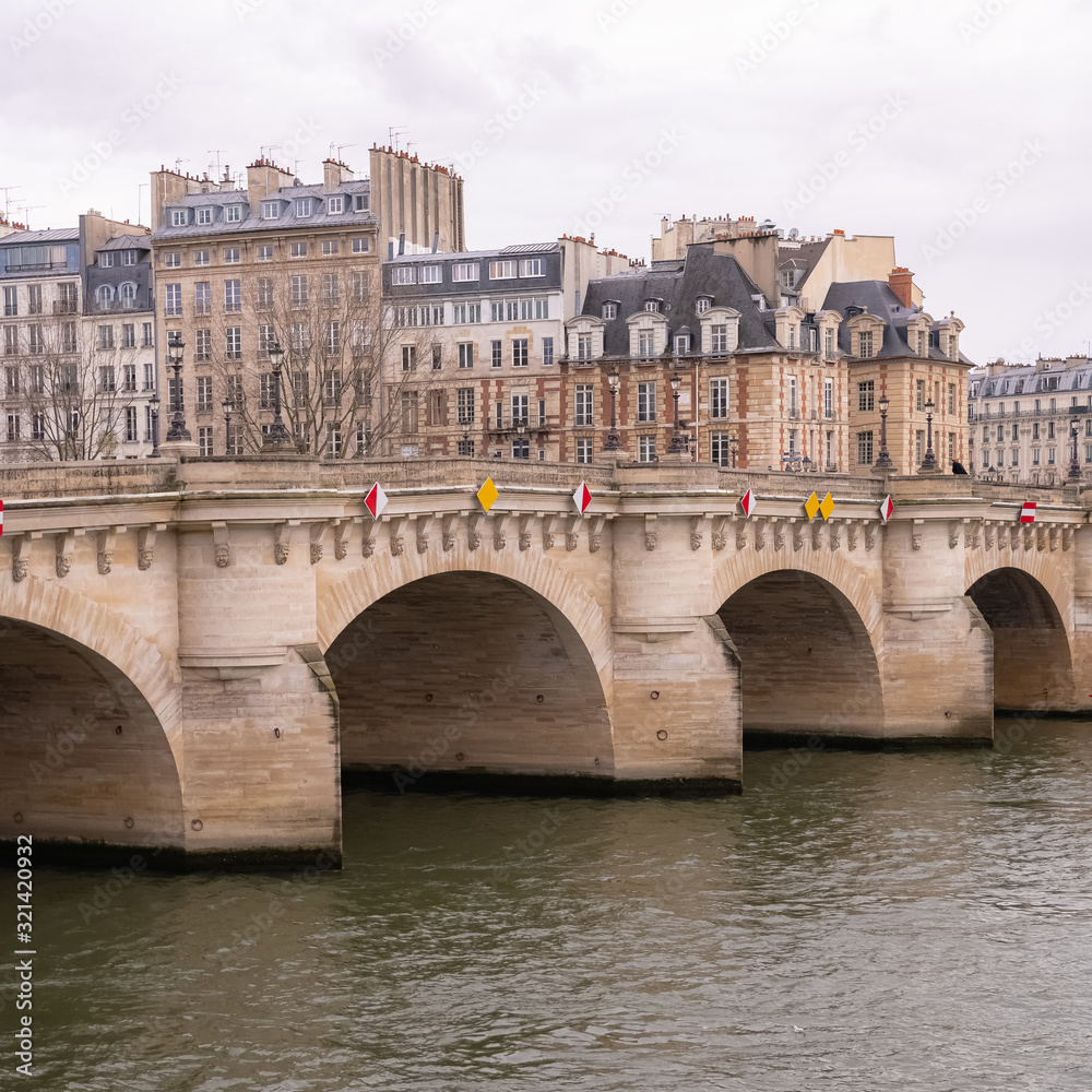 Paris, the Pont-Neuf on the Seine, typical panorama of the french capital