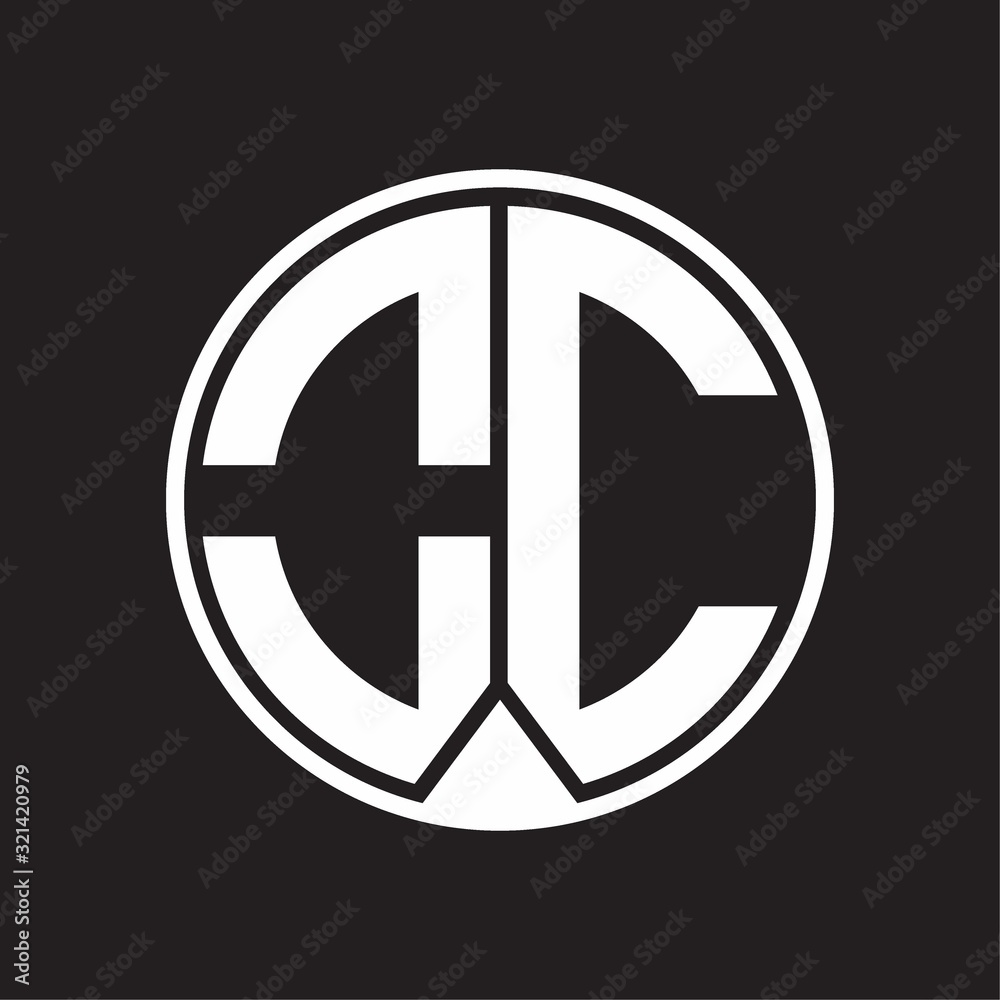 OC Logo monogram circle with piece ribbon style on black background