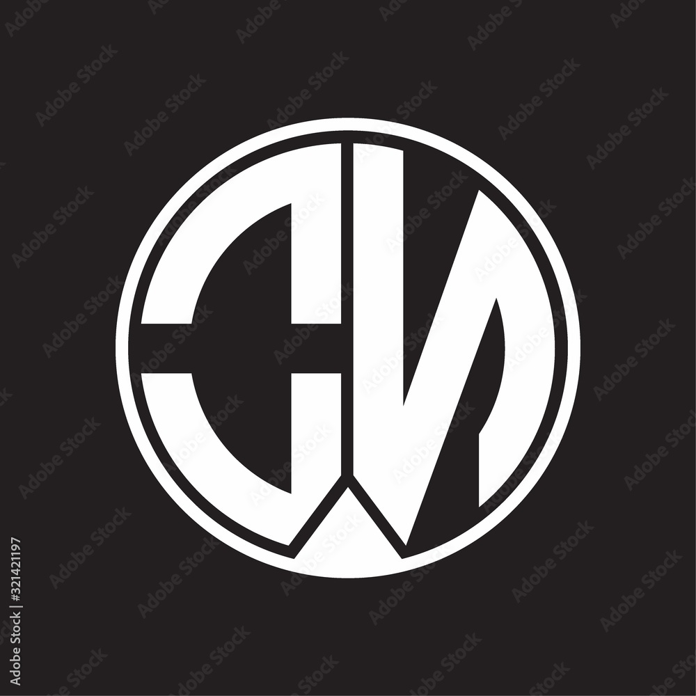 ON Logo monogram circle with piece ribbon style on black background ON Logo monogram circle with piece ribbon style on black background