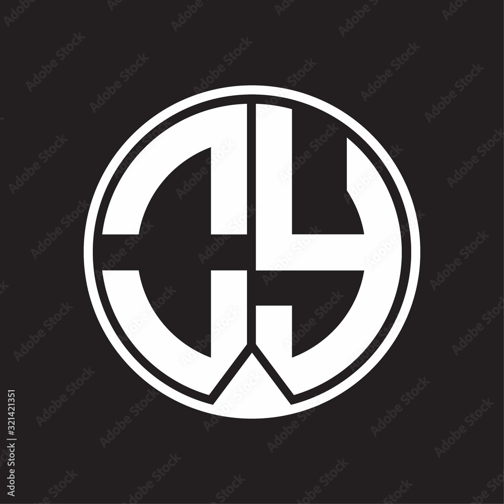 OY Logo monogram circle with piece ribbon style on black background OY Logo monogram circle with piece ribbon style on black background