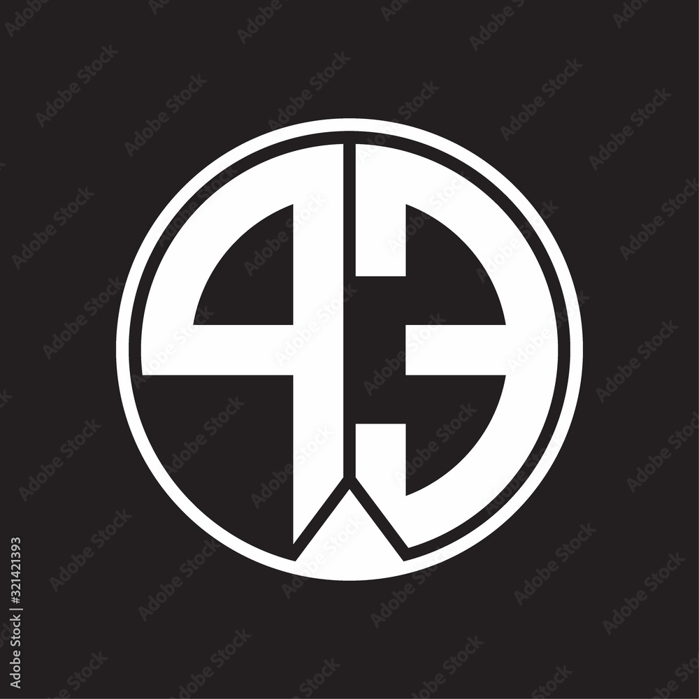 PE Logo monogram circle with piece ribbon style on black background PE Logo monogram circle with piece ribbon style on black background