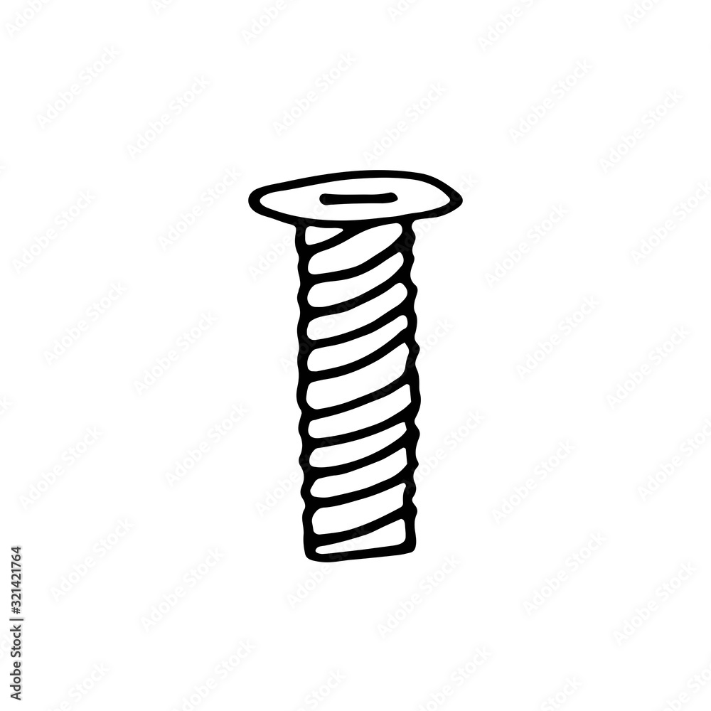 Nail, screw building, repairing tool, material cartoon cute hand drawn doodle vector illustration, element, sticker, icon. Black monochrome design. Isolated on white background. Easy to change color. Nail, screw building, repairing tool, material cartoon cute hand drawn doodle vector illustration, element, sticker, icon. Black monochrome design. Isolated on white background. Easy to change color.