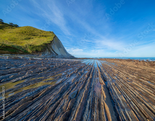 The flysch in Zumaia and the Cantabrian Sea photo