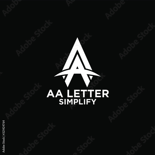white AA simple modern letter logo design with black background
