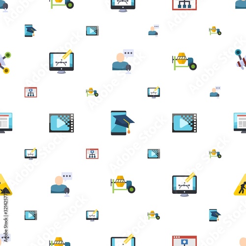 site icons pattern seamless. Included editable flat online store, SiteMap, Mobile Learning, Webdesign, Encoding, concrete mixer, layout, construction works icons. site icons for web and mobile.