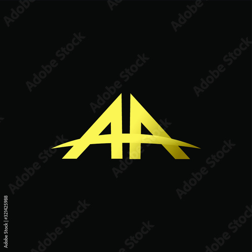 Gold AA simple letter luxury logo design with black background