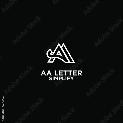 white AA simple modern letter logo design with black background