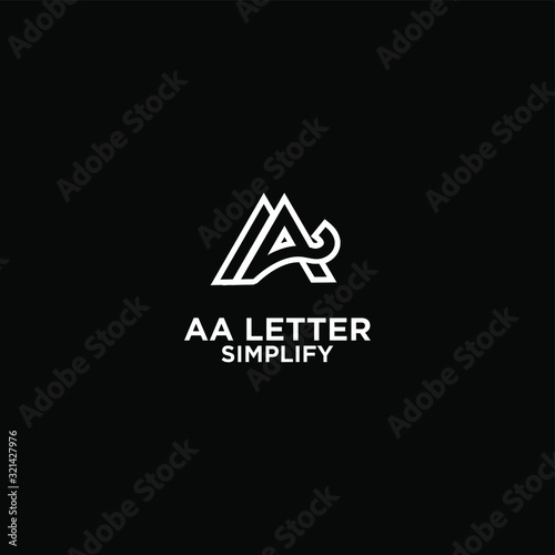 white AA simple modern letter logo design with black background