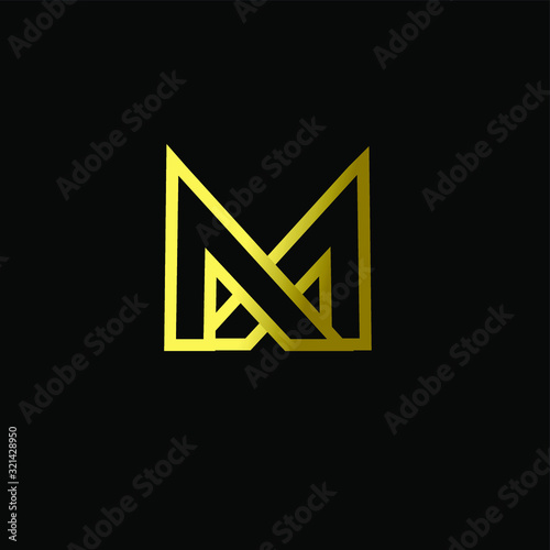 Gold AA simple letter luxury logo design with black background