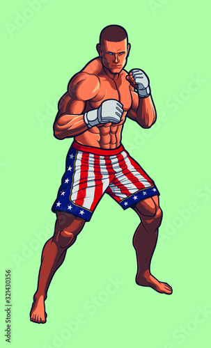 MMA Fighter wearing American flag