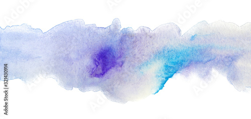 Watercolor purple with a touch of blue abstract stripe with texture. element on page background.