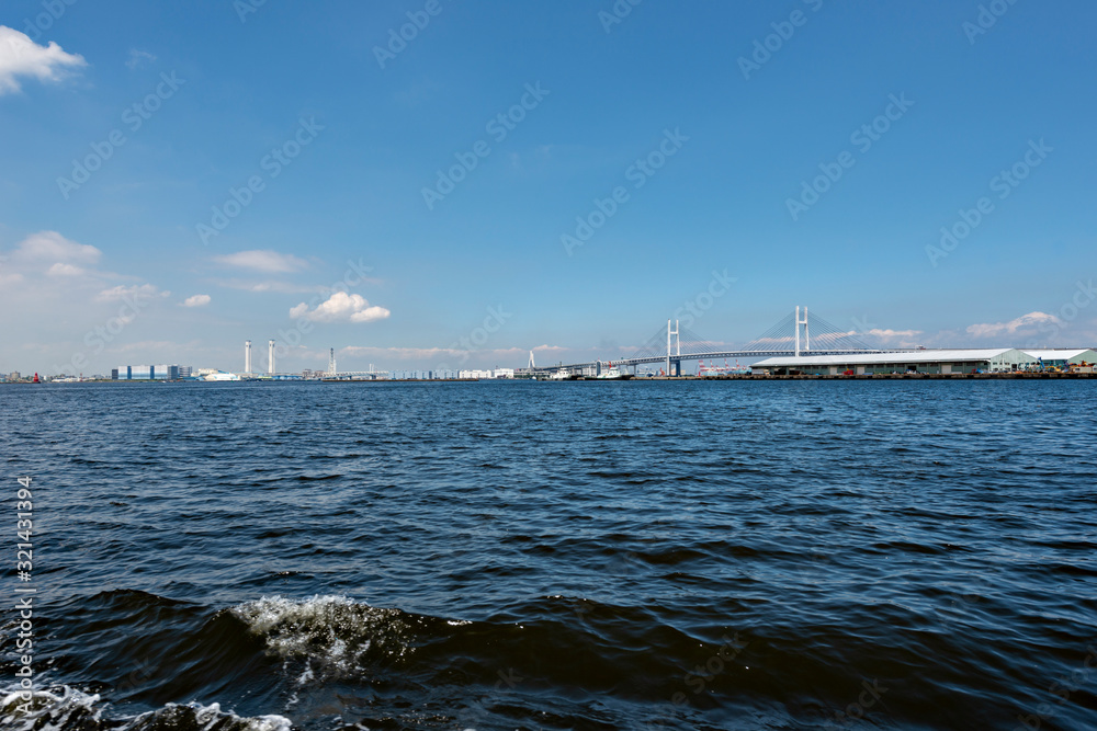 Distant view of Yokohama bay bridge