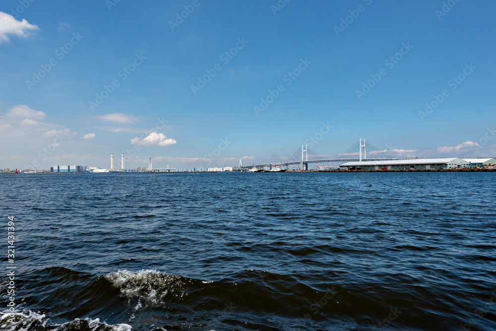 Distant view of Yokohama bay bridge Distant view of Yokohama bay bridge