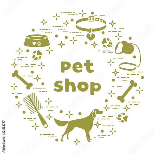 Vector Pet shop, vet, shelter Animal Dog tracks