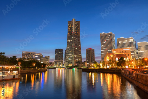 Yokohama city of Japan at night ,Skyline with twilight city concept