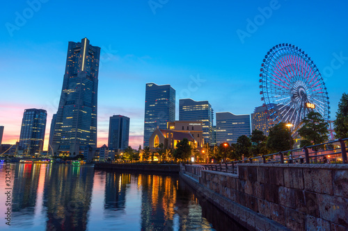 Yokohama city of Japan at night  Skyline with twilight city concept