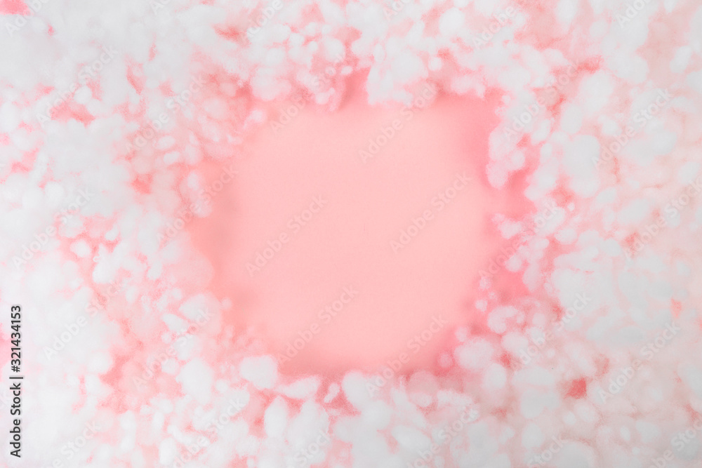 hollowfiber, polyester fiber on a pink  blue background - Image