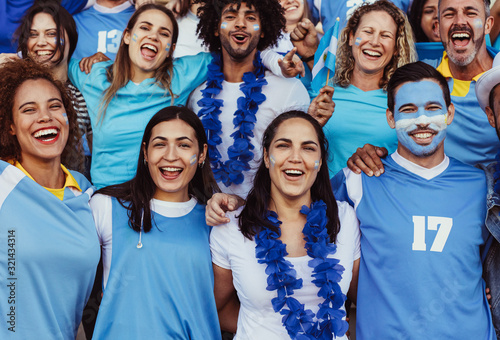 Excited Argentinian soccer supporters in stands